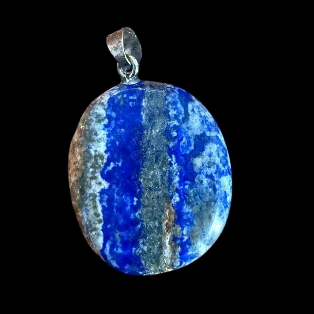 Vintage Southwestern Lapis Lazuli Sterling Silver Deep Blue White Color Pendant